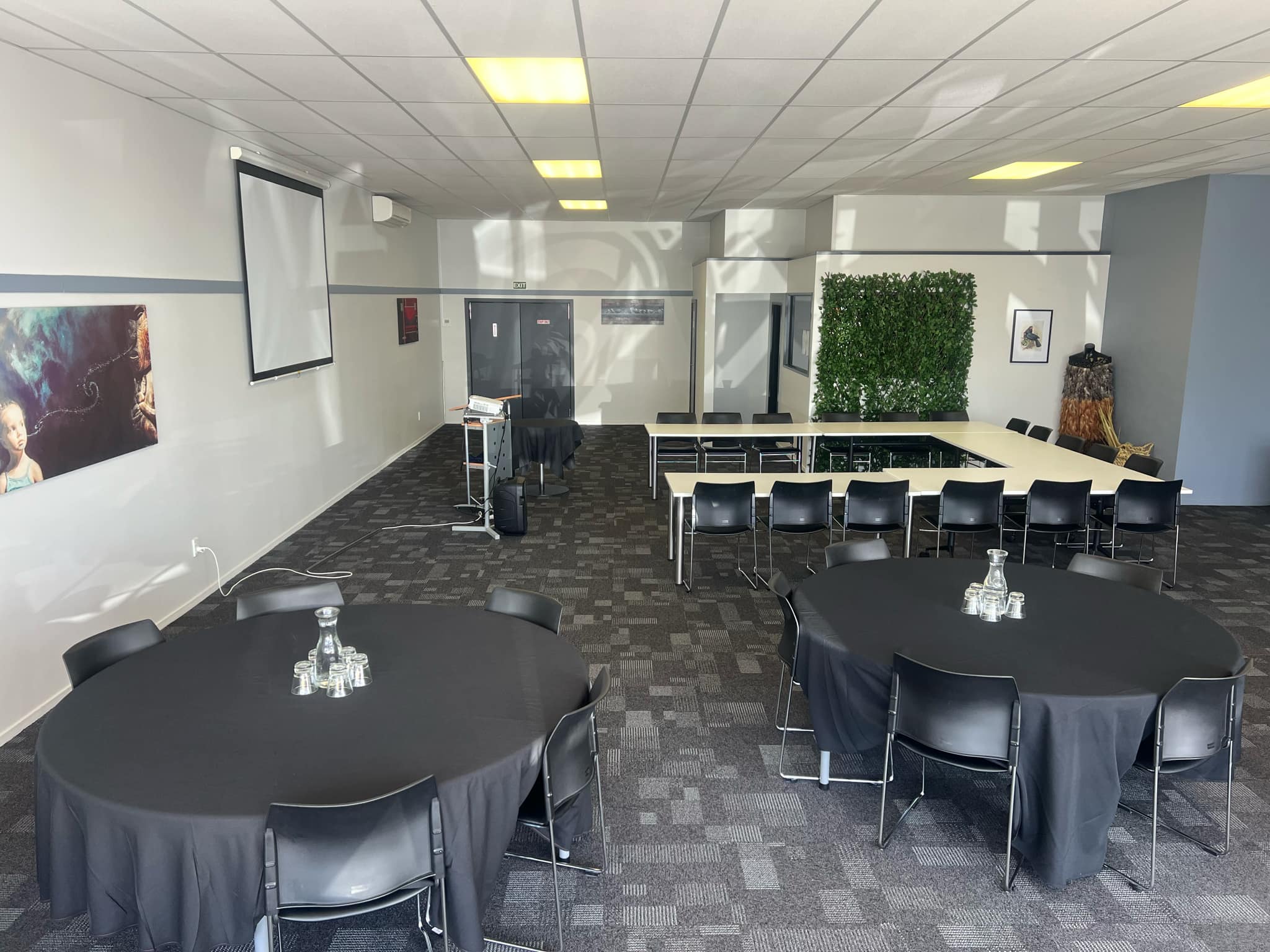 Function room arranged for a private gathering